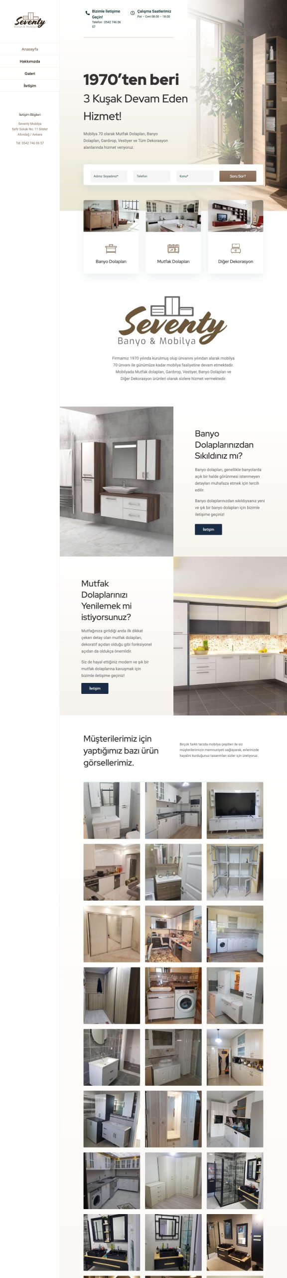 Seventy Banyo & Mobilya — canlı site